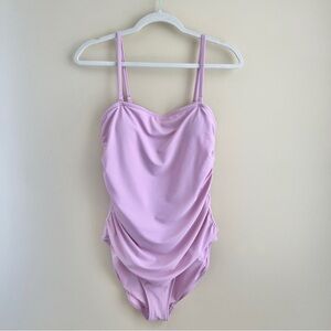 Old Navy Swimsuit Women's Large One Piece Light Pink Ruching Vacation Pastel